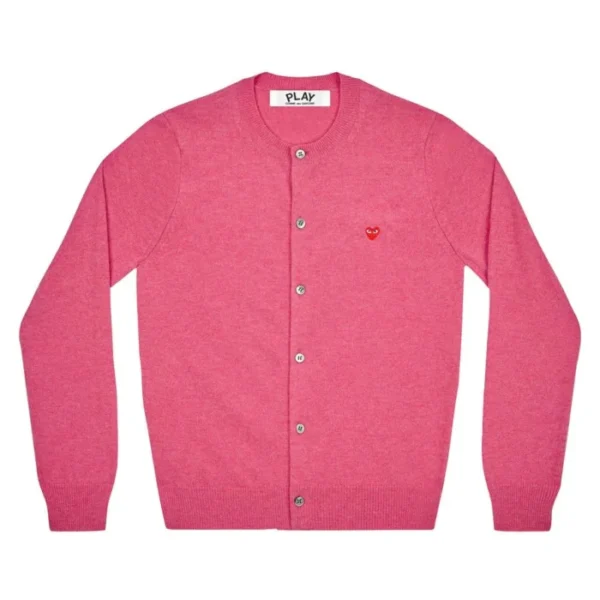 CDG Play Women’s Cardigan With Small Red Heart (Pink)