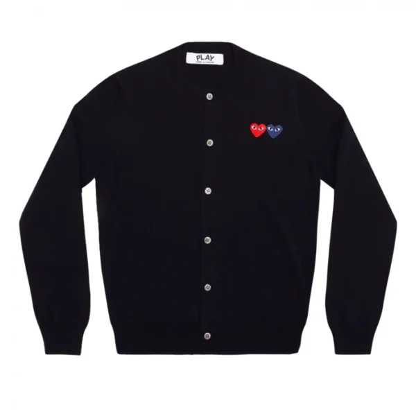 CDG Play Women’s Cardigan With Double Emblems Navy