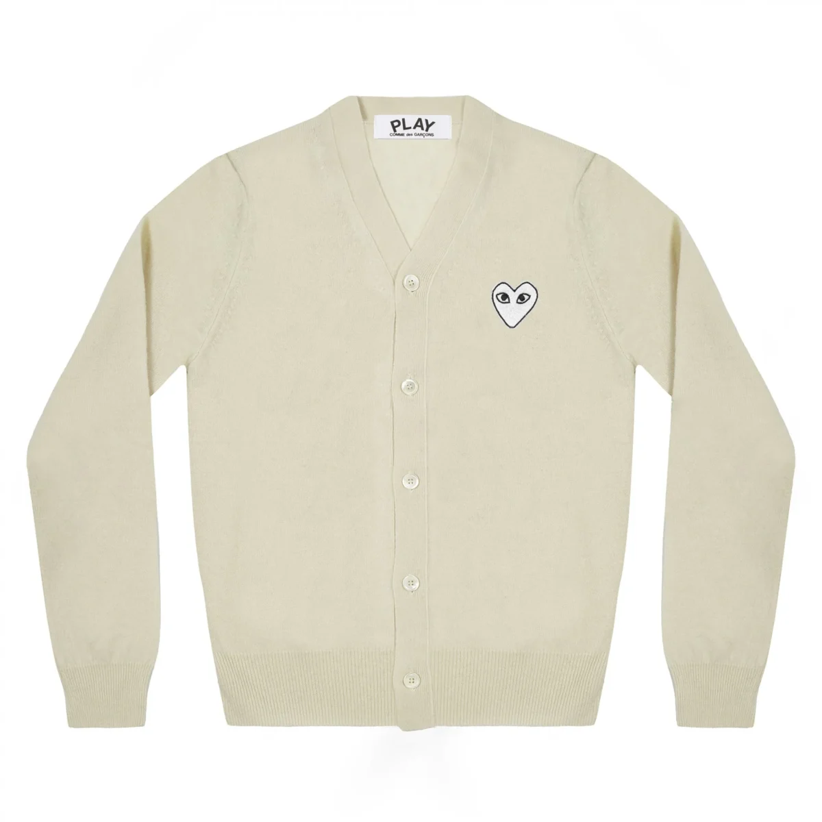 CDG Play Men’s Cardigan White Heart Natural Series off White