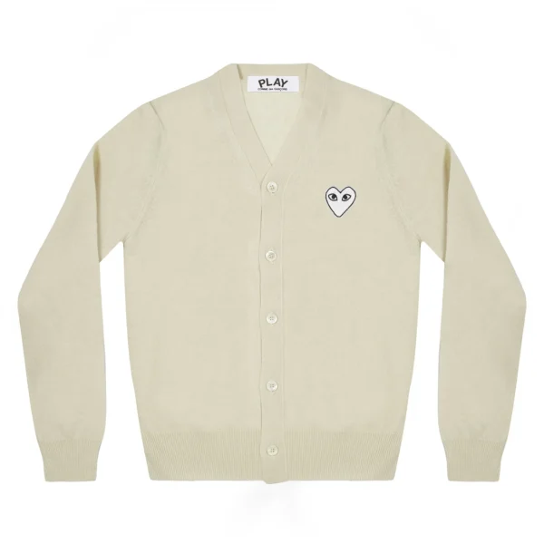 CDG Play Men’s Cardigan White Heart Natural Series off White