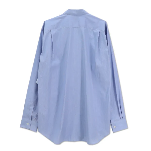CDG Blue Stripe Contrast Shirt With Frill Placket