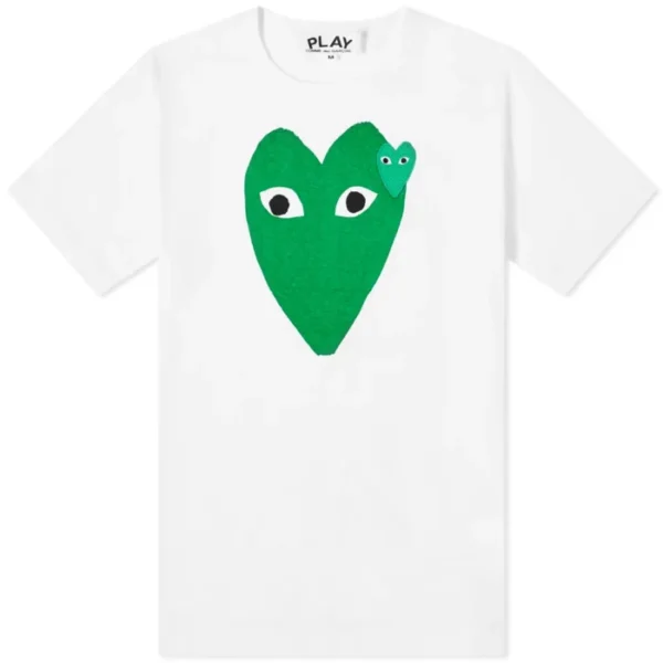 Comme Des Garcons Play Double Heart T Shirt Green