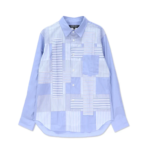Multi Blue Stripe Patchwork Shirt