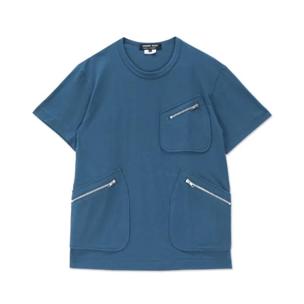 Mid Blue Patch Pocket Zip T Shirt