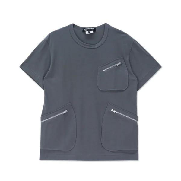 Mid Grey Patch Pocket Zip T Shirt