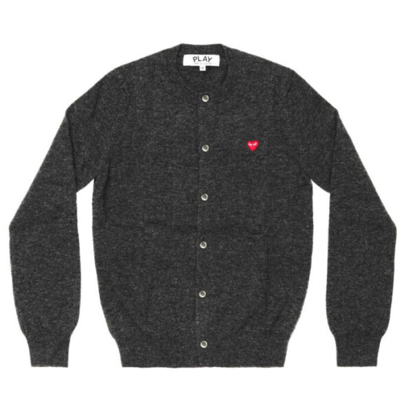 CDG Play Women’s Cardigan With Small Red Heart (Grey)