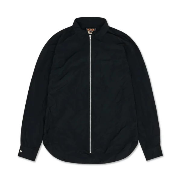 Black Garment Treated Centre Zip Shirt