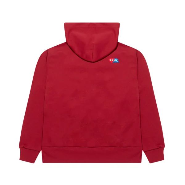 Play Zip Hooded Sweatshirt With Red Invader Heart and Blue Emblem (Burgundy)